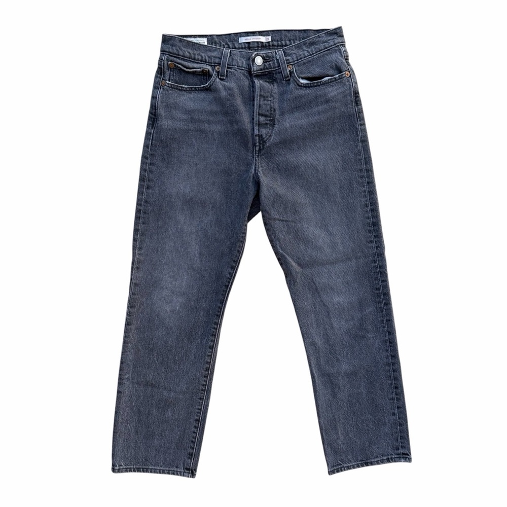 Levi’s Wedgie Straight Jeans Black Wash Straight Leg Denim Size 26 EUC
